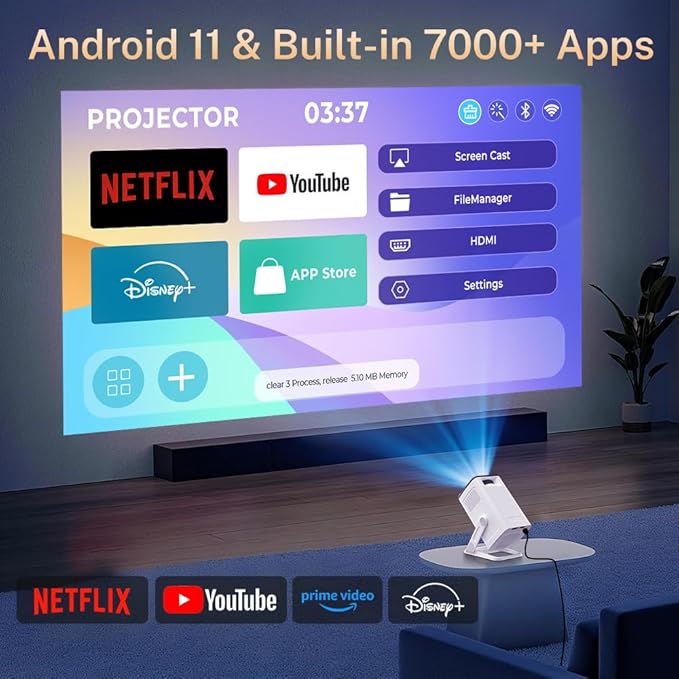 4K Supported Android 11 Mini Projector - Image 2