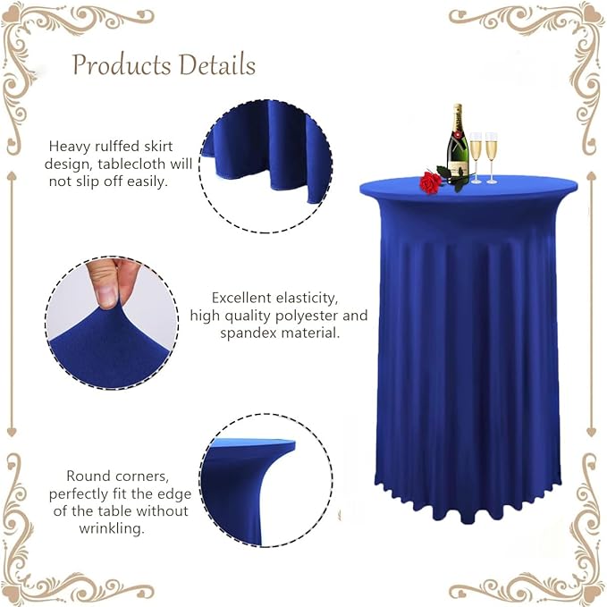 Albassa 4 Pack Cocktail Table Covers 32"x 43" Spandex Stretch Round Cocktail - Image 5