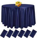 fani 6 Pack 108 Inch Navy Blue Satin Tablecloth by fani