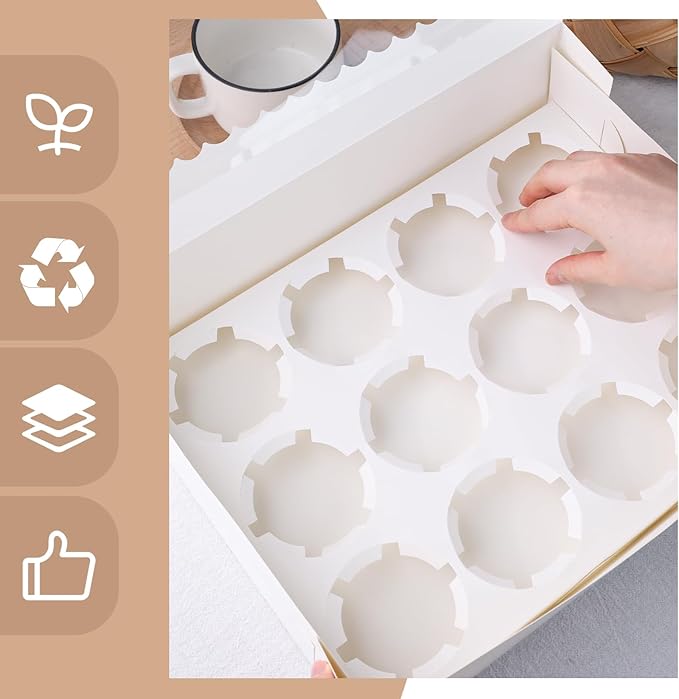 VGOODALL 6PCS White Cupcake Containers - Image 3