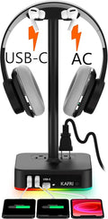 KAFRI RGB Headphone Stand with USB A&C Charger Desk Gaming Headset Holder by Unknown