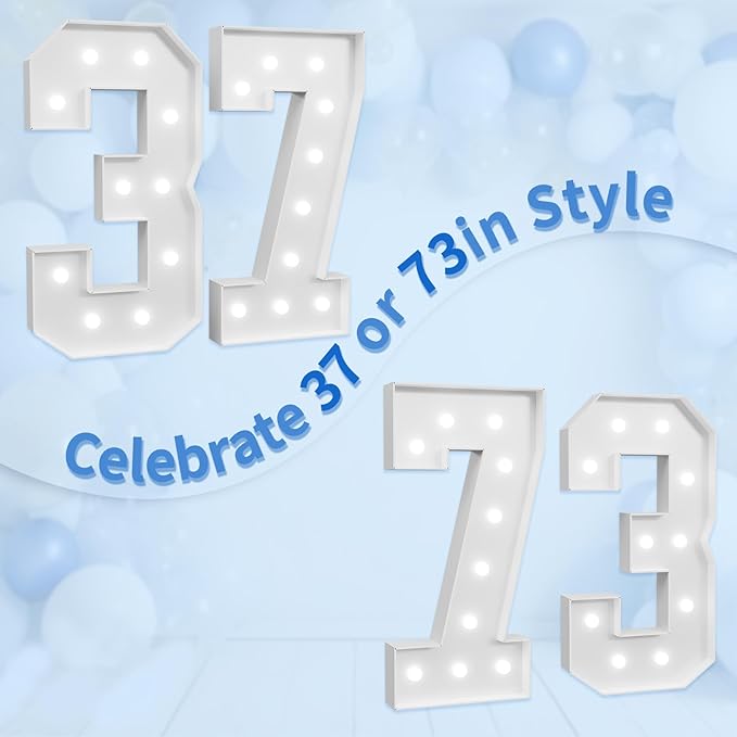 imprsv Marquee Numbers Large 37th-Birthday Decorations: 4ft Light Up Number - Image 6