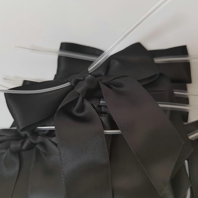 50pcs 3-1/2" Black Satin Ribbon Bows - Image 8