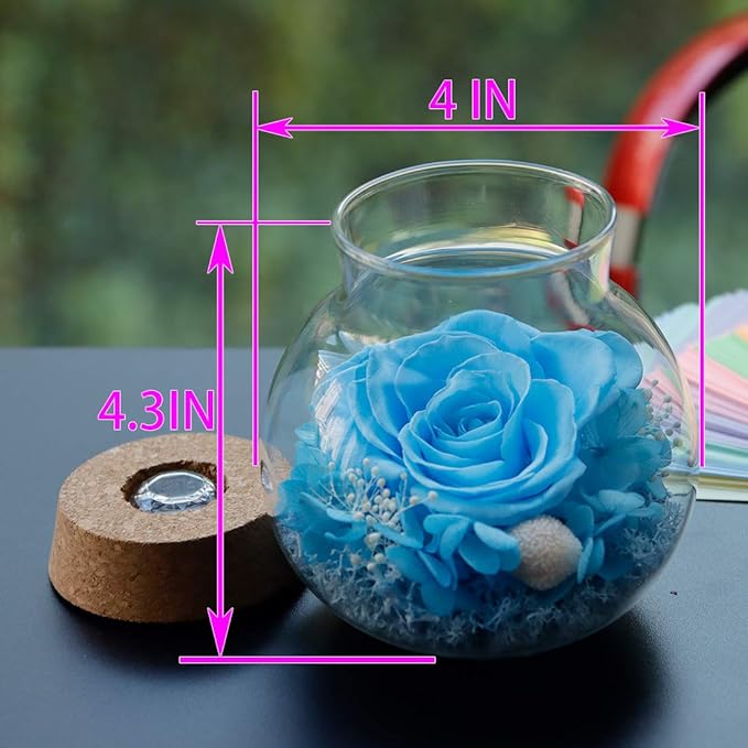 Preserved Real Roses with Colorful Mood Light Wishing Bottle, Eternal - Image 2