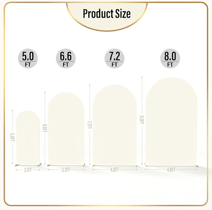 LEBENGURU Upgraded 7.2FT Wedding Arch Cover, Round Top Chiara Stand Covers - Image 4