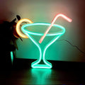 Led Green Cocktails Neon Sign, Wine Glass Neon Light Battery and USB Dual by HFHungkeong