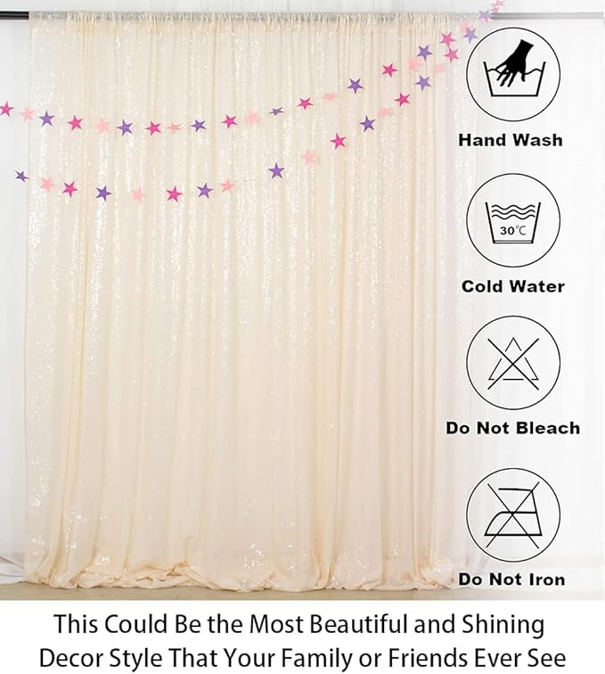 ShiDianYi Sequin-Backdrop Ivory 2 Panels 4FTx6FT Sparkle Wedding & Birthday - Image 5