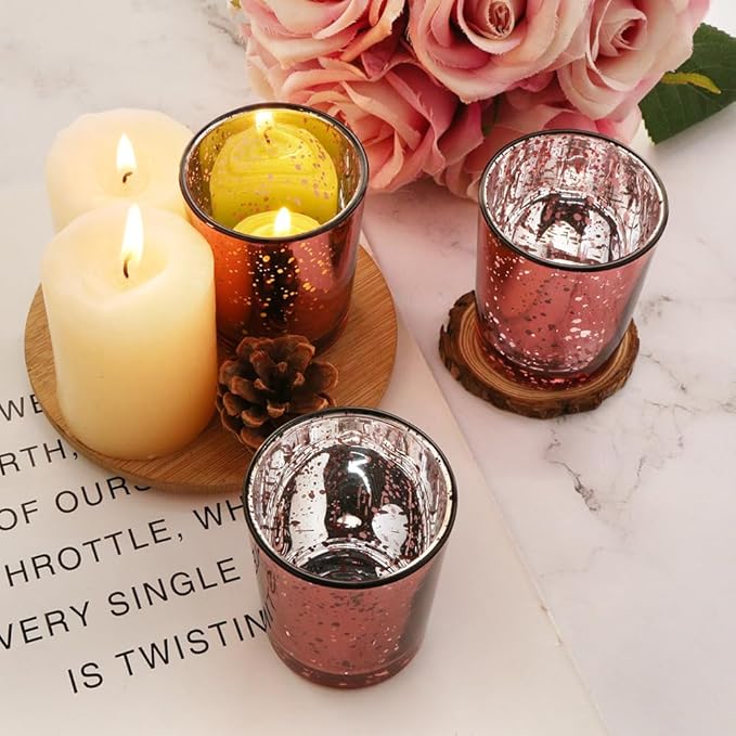 Pink Mercury Glass Tea Light Holders Set of 36 - Image 4