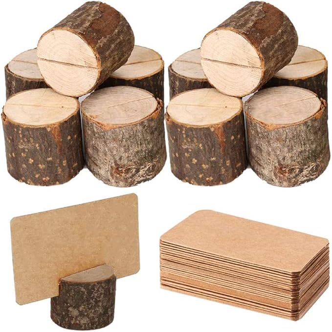 10Pcs Wood Place Card Holder Rustic Wood Table Numbers Holder by senover