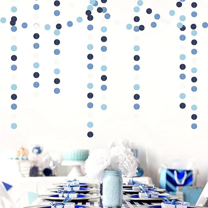 Light-Blue Navy-Dusty White Party-Decorations Garland - 52ft Baby Boy Shower - Image 2