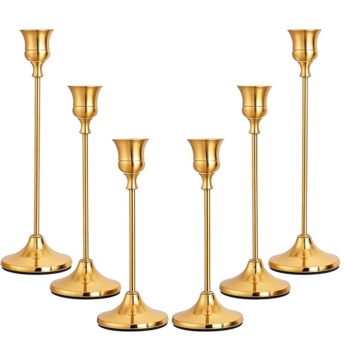 Candlestick Holders Gold Taper Candle Holders 3 pcs Candle Sticks Holders by Unknown