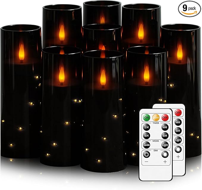 Flickering Flameless LED Candles, Acrylic LED Pillar Candles by Nimiko