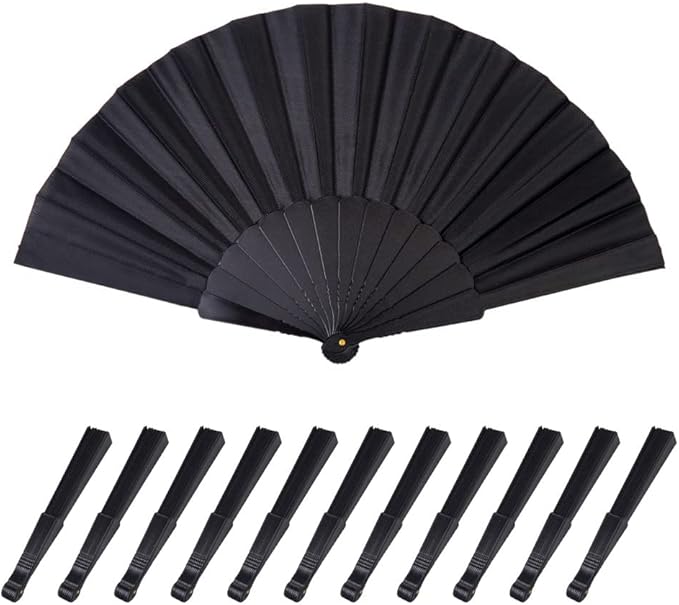 HUNANBANG 1 Dozen 12 Pieces Folding Hand Fans Church Wedding Gift, Party Favors by HUNANBANG