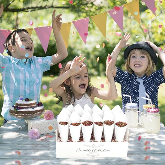 30 Pieces biodegradable confetti Cones and Stand Tray Paper Cone Box 30 Holes - Image 6