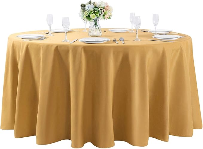 120 inch Round Tablecloth Washable Polyester Table Cloth Decorative Table Cover by Cupuamon