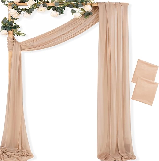 MLMC Nude Wedding Arch Draping Fabric 2 Panels 29" x 20 FT Extra Long Gauze by MLMC