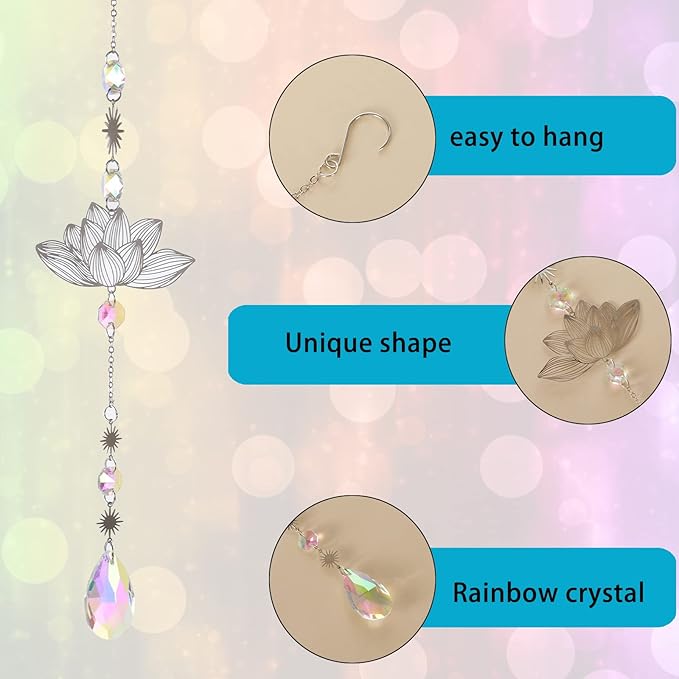 Sun Catchers, 6 Pieces Colorful Suncatchers Decorative Hanging Clear Crystal - Image 5