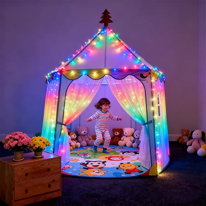 300LED Fairy Curtain Lights, 9.8x9.8Ft Warm White USB Plug in 8 Modes & Timer - Image 7