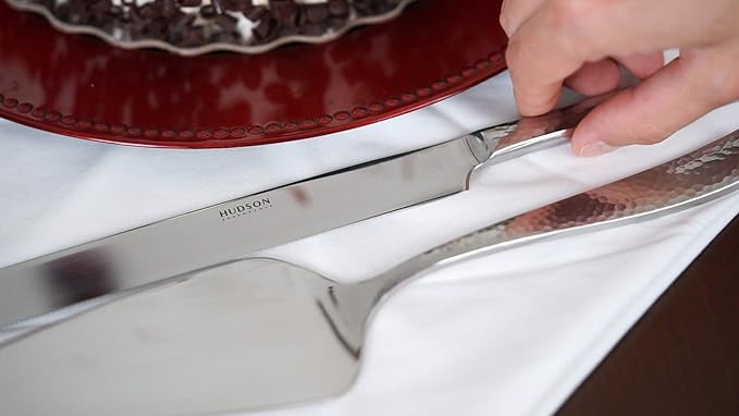 Hudson Essentials Hammered 18/10 Stainless Steel Cake Knife & Cake Server Set - Image 7