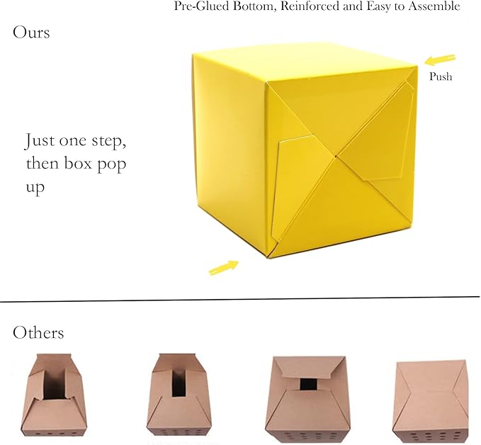 Oletx 25 Pcs Yellow Paper Gift Boxes, Small Candy Treat Boxes Bulk, Birthday - Image 3