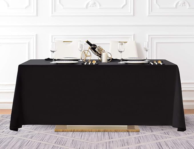 Surmente 2 Pack Black Tablecloth 90 x 132-inch Rectangular Polyester Table Cloth - Image 5