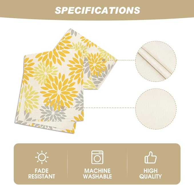 Artoid Mode Yellow Dahlia Floral Pinnata Summer Table Runner, Seasonal Spring - Image 5