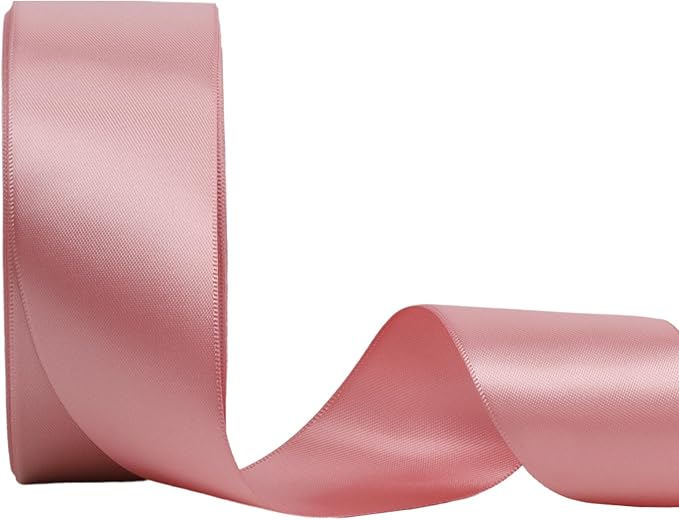 LaRibbons 1 1/2 Inch 25 Yard Double Faced Satin Ribbon, Dust Pink Satin Craft by LaRibbons