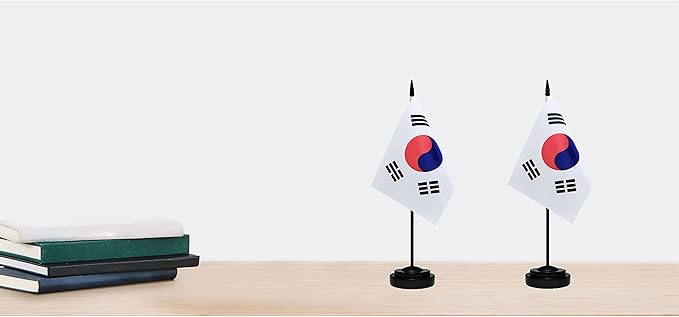 South Korea Korean Deluxe Desk Flag Set Small Mini Miniature South Korea Korean - Image 7