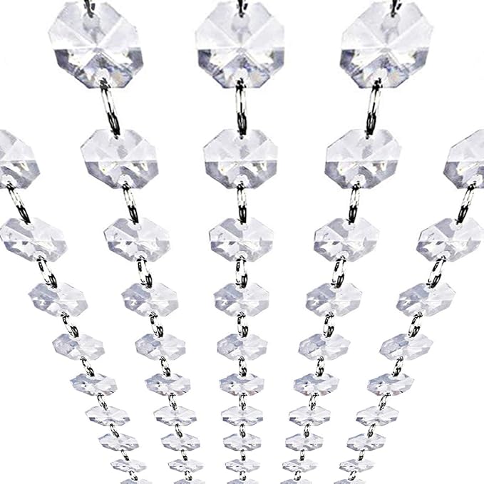 Crystal Acrylic Gems Bead Garland Strands, KinHom 16 Feet Hanging Clear 14mm by KinHom