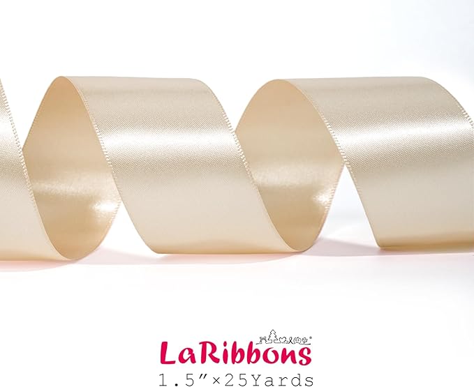LaRibbons Nude Satin Ribbon 1 1/2 Inch 25 Yards Luxury Double Faced Silk Ribbon - Image 5