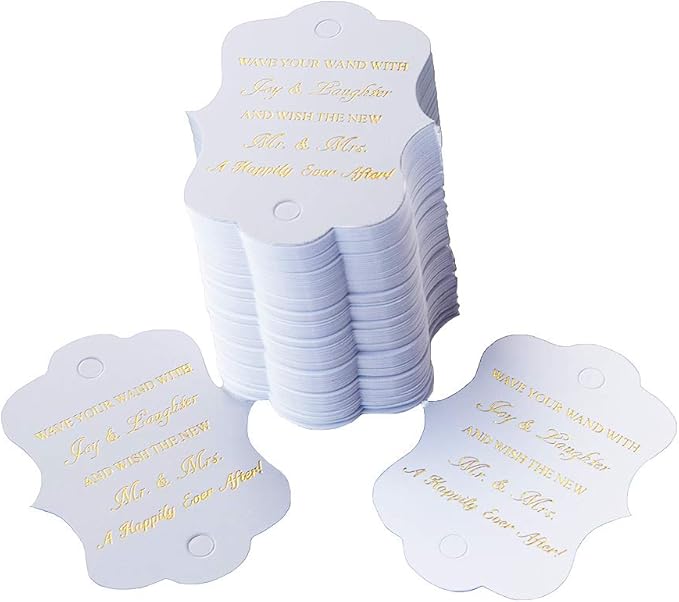 Kingsnow 100 Pack Wedding Ribbon Wand Favor Tags, Ribbon Wands Send Off Tag - Image 3