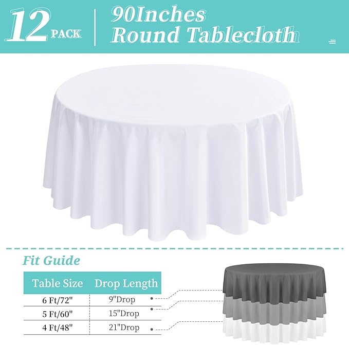 12 Pack Round Tablecloth 90 Inch - Image 2