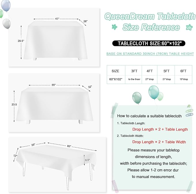 QueenDream White Tablecloth 60x102 Inch Rectangular Sequin Tablecloth - Image 5
