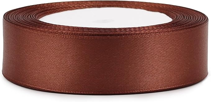 Brown Solid Satin Ribbon 1 Inch 25 Yards Solid Polyester Fabric Ribbon - Image 3