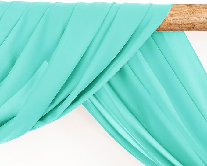 Wedding Arch Draping Fabric 1 Panel 30'' x 18FT Teal Sheer Chiffon Arch Drapery - Image 3