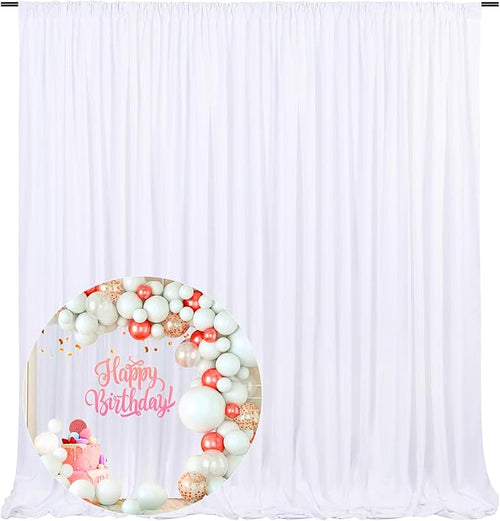 10 x 10 Feet White Backdrop Curtain by ZEBMOON