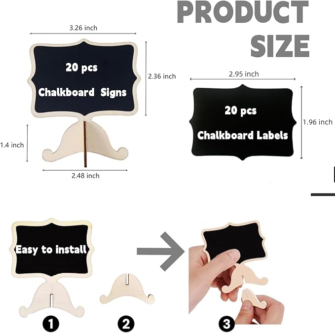 20 Pack Mini Chalkboard Signs Small Reusable Message Boards - Image 2