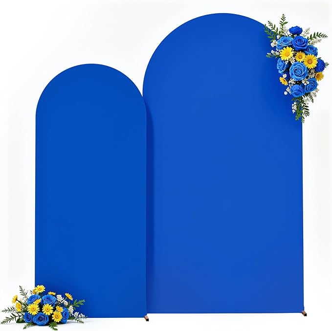 Royal Blue Arch Backdrop Cover for Wedding, 7.2FT 6FT Set of 2 Stretchy Spandex - Image 4