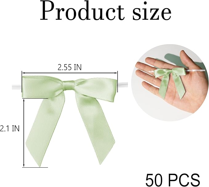 50Pcs Olive Green Twist Tie Bows - Image 2