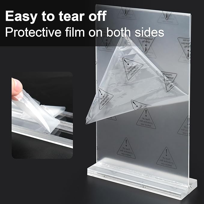 Acrylic Sign Holder 5.5x8.5 Inches 8 Pack, Double Sided Vertical Clear Display - Image 7
