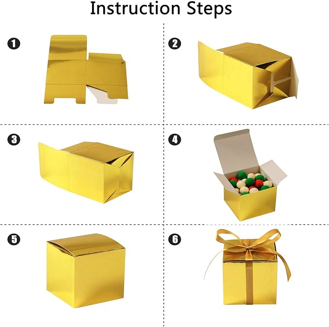 COTOPHER 100pcs Wedding Favor Boxes, Paper Gift Boxes 3x3x3 Inches Small Gift - Image 7