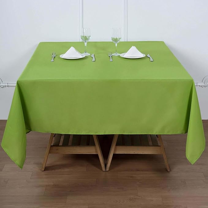 Efavormart 70" Lime Green Square Polyester Tablecloth - Image 6