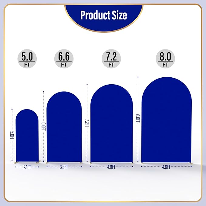 LEBENGURU Upgraded 7.2FT Wedding Arch Cover, Royal Blue Spandex Fitted Arch - Image 4