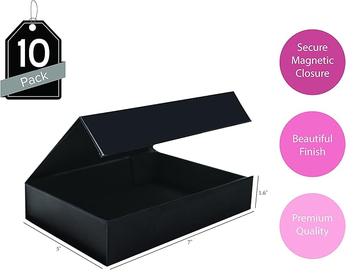 Purple Q Crafts 10 Pack Black Hard Gift Box - Image 3