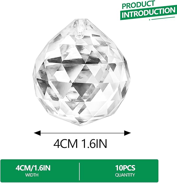10pcs Crystal Ball Prism Sun Catcher Rainbow Maker Pendants 40mm Decorative - Image 4