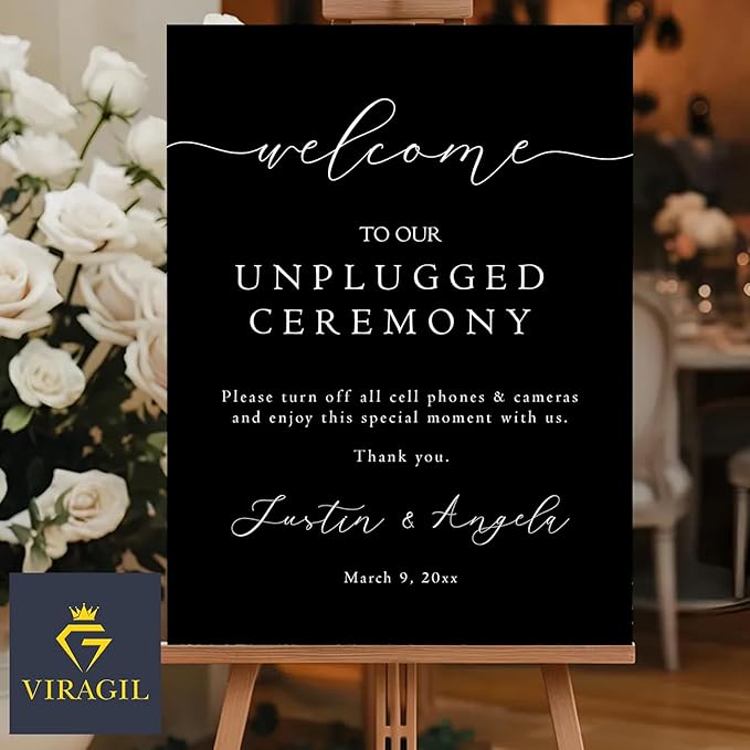 Unplugged Ceremony Wedding Yard Sign – Minimalist Outdoor Sign – Custom Name & - Image 4