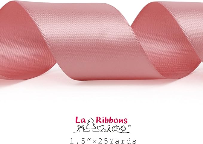 LaRibbons 1 1/2 Inch 25 Yard Double Faced Satin Ribbon, Dust Pink Satin Craft - Image 5
