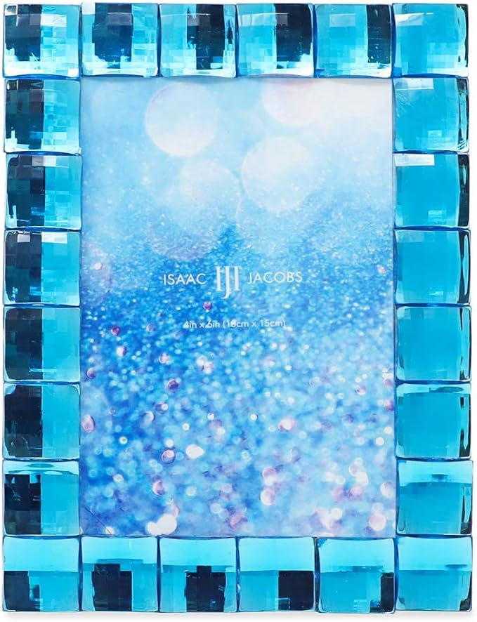 Isaac Jacobs Decorative Sparkling Turquoise Jewel Picture Frame, Photo Display - Image 2