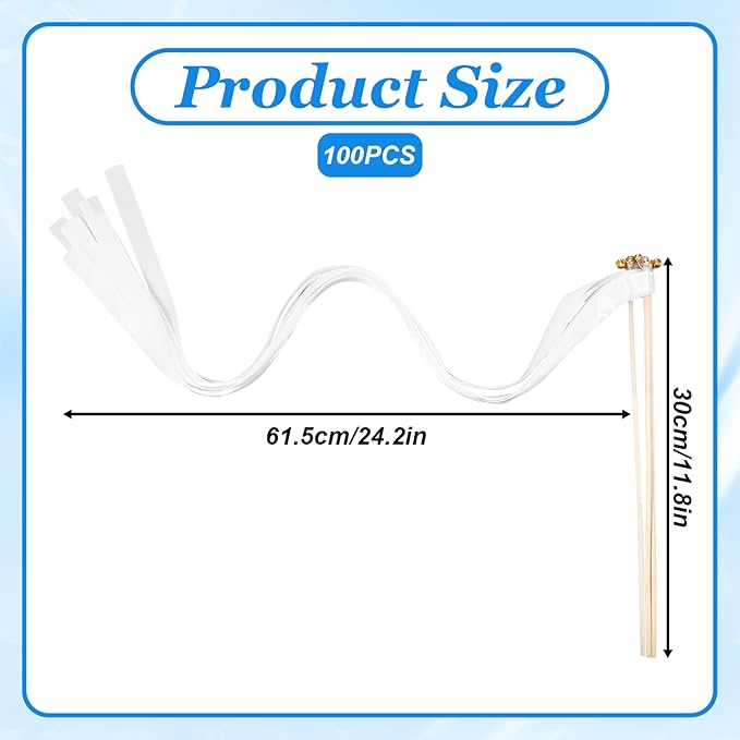 100 Pcs White Lace Ribbon Wedding Wands, Wedding Send Off Ribbon Streamers - Image 5