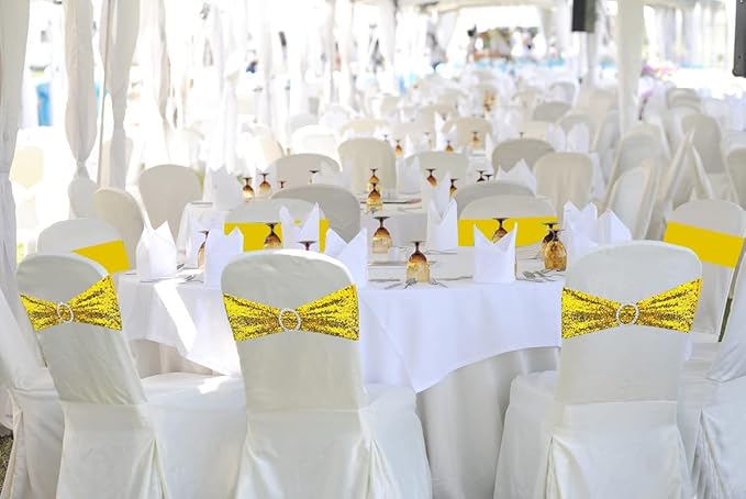 50 Pcs Sequin Chair Sashes Stretch Chair Bands Spandex Polyester Bows - Image 5